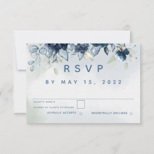 Cascading Roses Wedding RSVP No Meal Choice Card