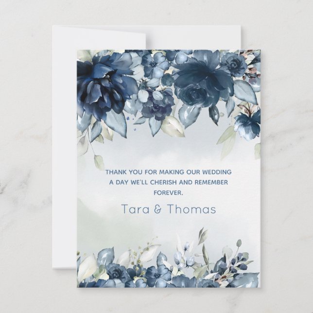 Cascading Roses Wedding Thank You Card (Front)