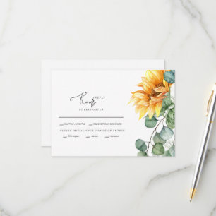 Cascading Sunflowers Greenery Wedding RSVP Card