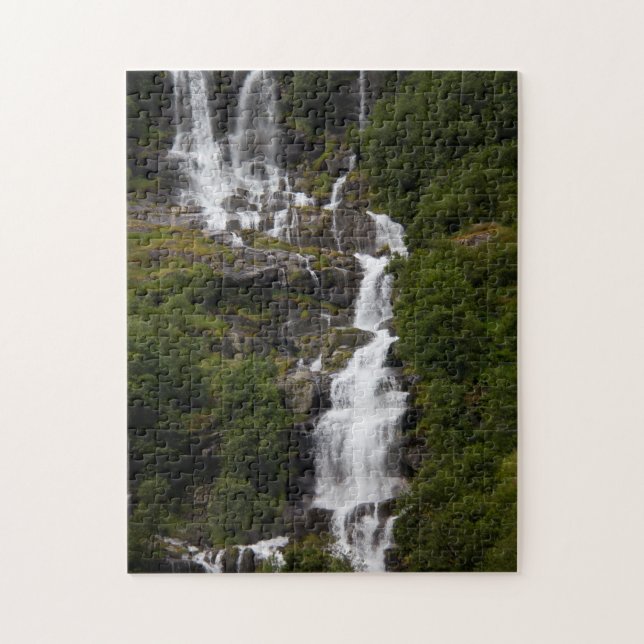 Cascading Volefossen Waterfall Jigsaw Puzzle (Vertical)