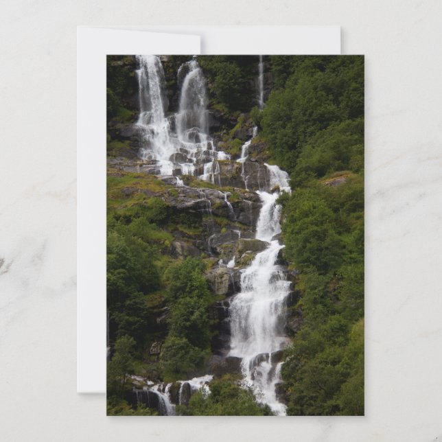 Cascading Volefossen Waterfall Thank You Card (Front)