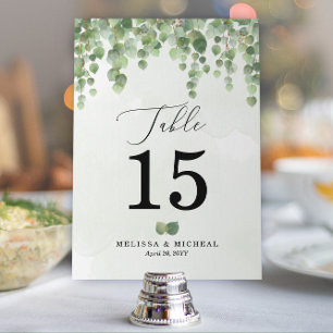 Cascading Watercolor Eucalyptus Table Number (5x7)