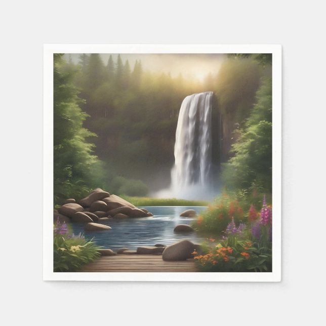 Cascading Waters A Serene Escape Napkin (Front)
