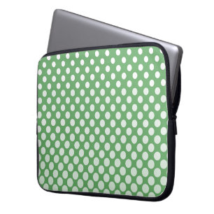 Cascading White circles on lime green Laptop Sleeve