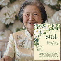 Cascading White Floral Yellow 80th Birthday