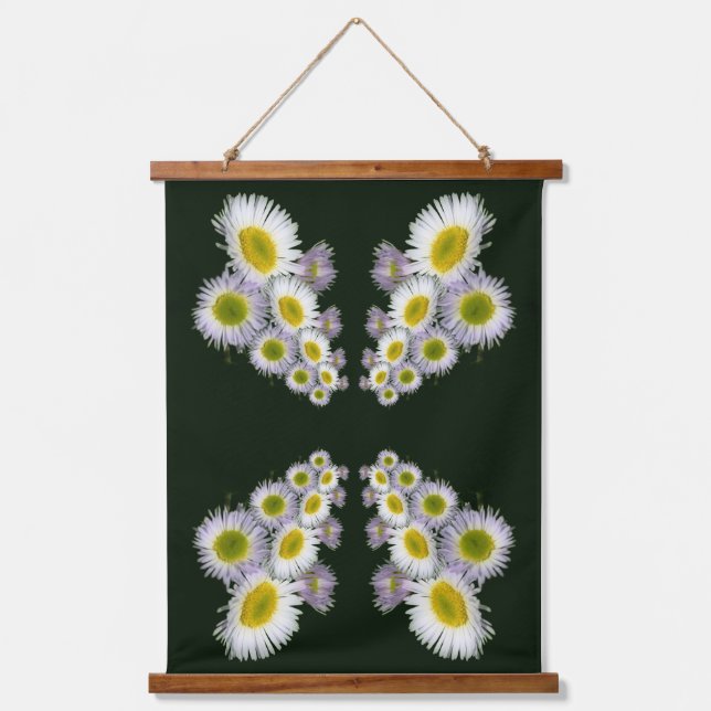 Cascading Wild Fleabane Daisies Abstract Hanging Tapestry (Front)