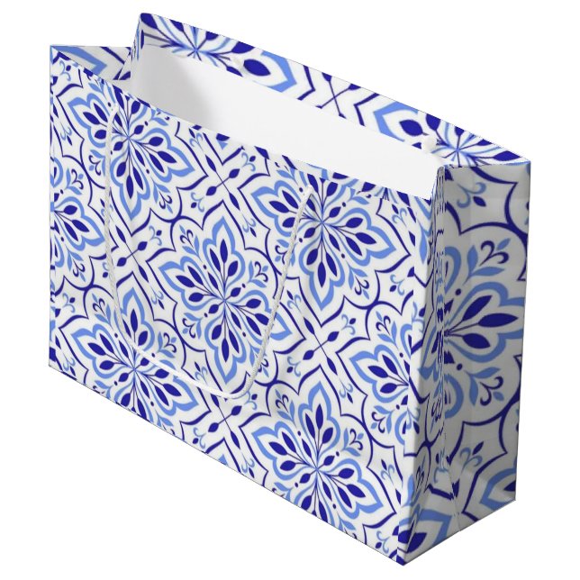 Cascais Elegance Delicate Blue Mediterranean Large Gift Bag (Front Angled)