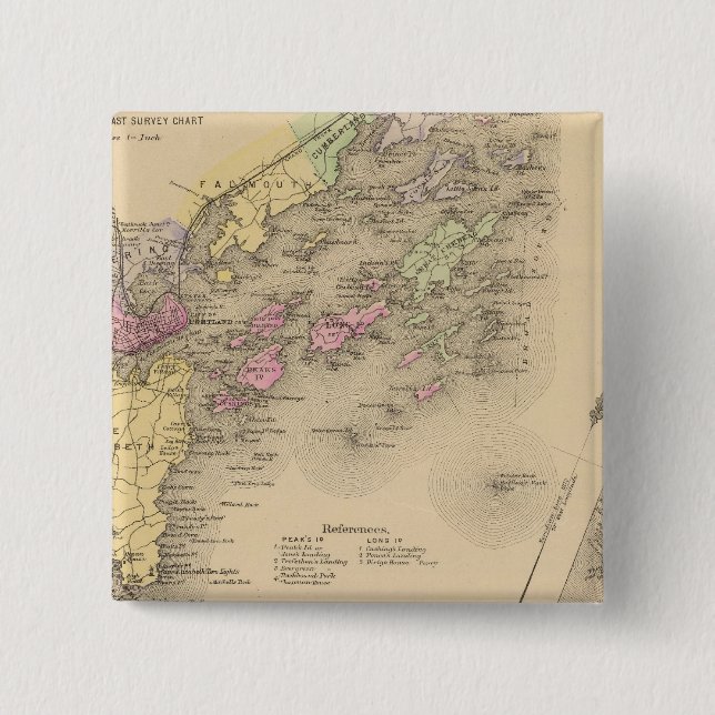 Casco Bay Map 15 Cm Square Badge (Front)