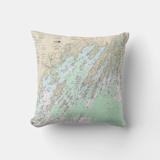 Casco Bay Nautical Chart 13290 Cushion (Front)