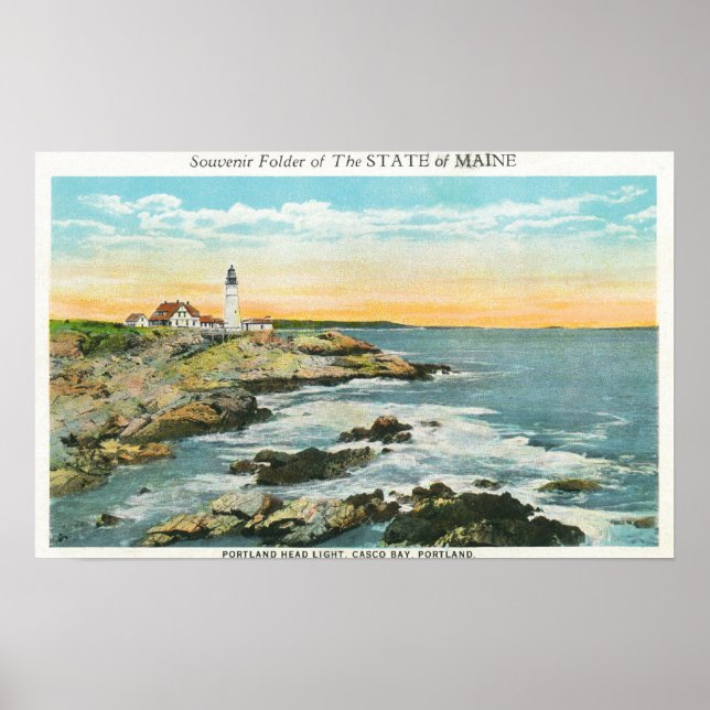 Casco Bay View of the Portland Head Lighthouse Poster (Front)