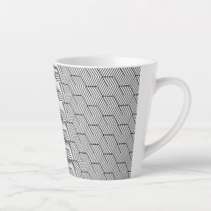 Case Black Pattern Line Cube Geometry Simple Latte Mug