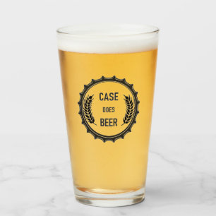 Case Does Beer: Pint Glass; Transparent Black Logo Glass