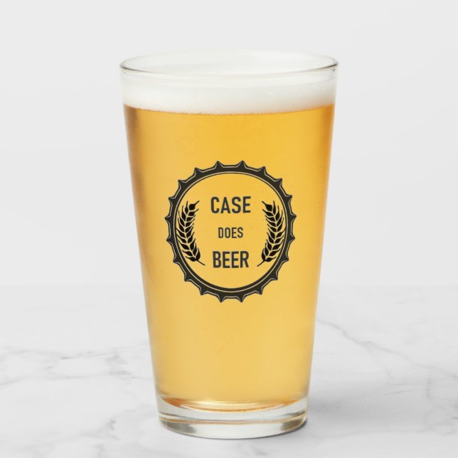 Case Does Beer: Pint Glass; Transparent Black Logo Glass (Front Filled)