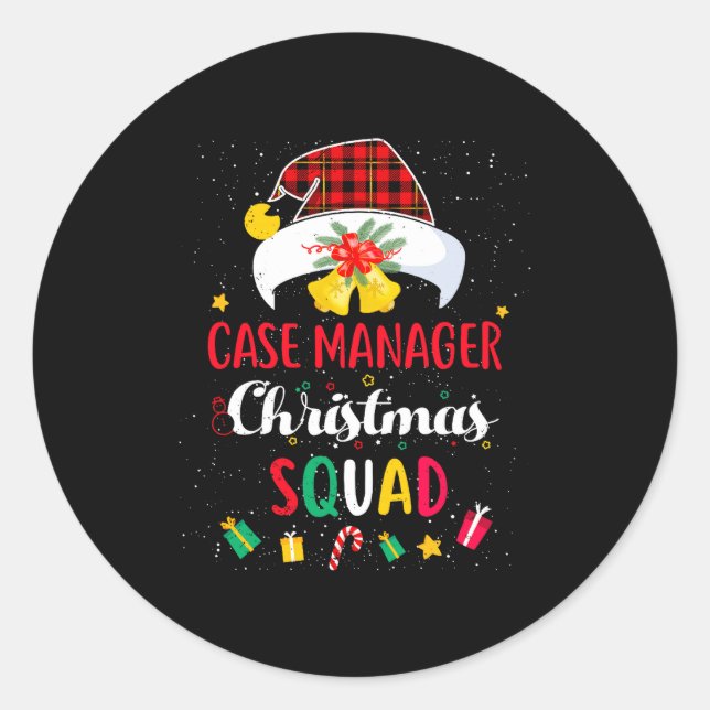 Case Manager Christmas Squad Santa Hat Matching Pr Classic Round Sticker (Front)