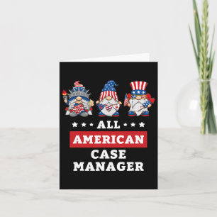 Case Manager Gnomes July 4th American Flag Usa  Card