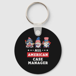 Case Manager Gnomes July 4th American Flag Usa Key Ring