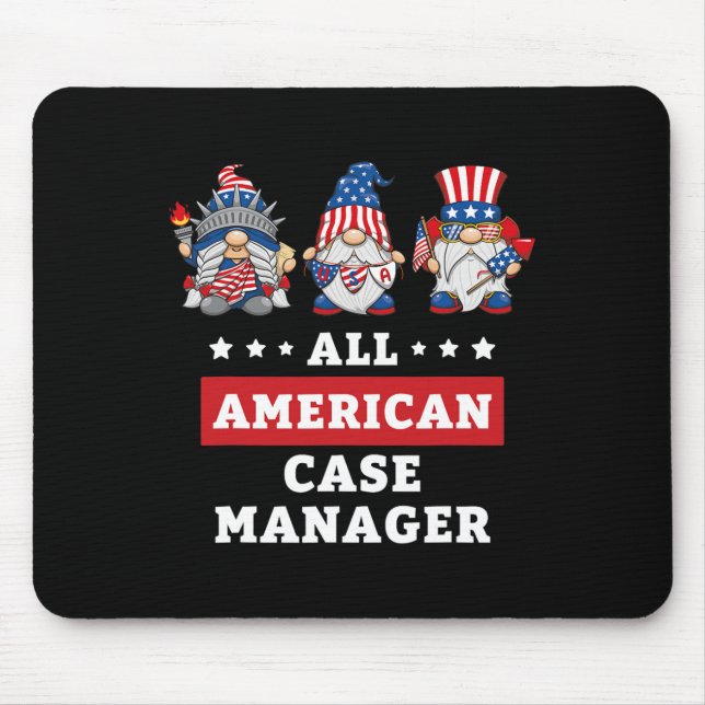 Case Manager Gnomes July 4th American Flag Usa  Mouse Pad (Front)