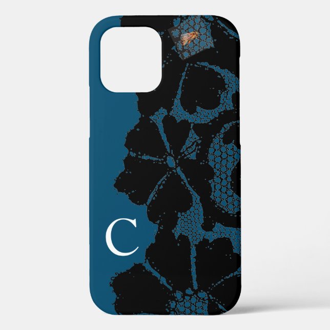 CASE-MATE ANTIQUE BLACK LACE PATTERN DIY INITIAL iPhone CASE (Back)