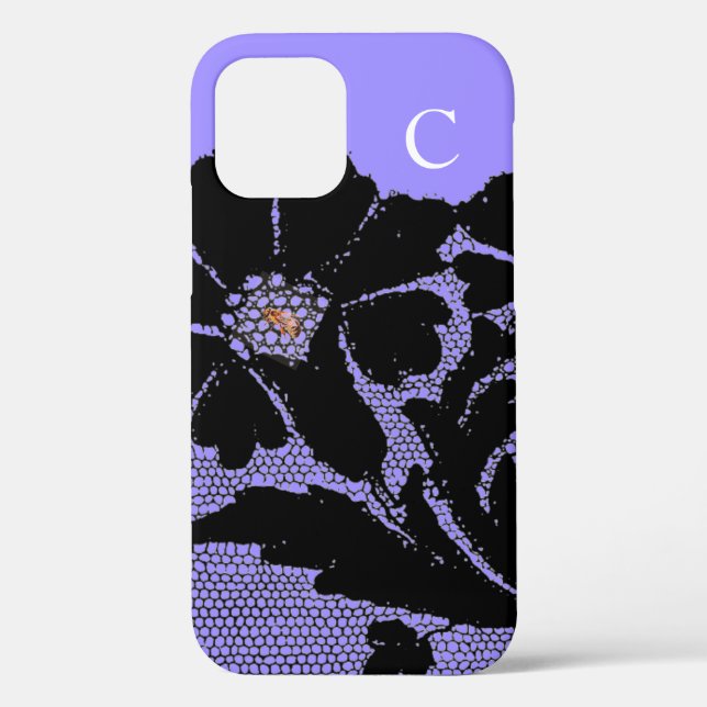 CASE-MATE ANTIQUE BLACK LACE PATTERN DIY INITIAL iPhone CASE (Back)