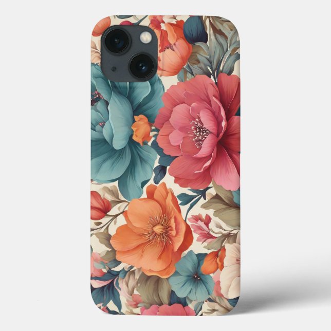 Case-Mate, Apple iPhone 13, Florals pattern Case-Mate iPhone Case (Back)