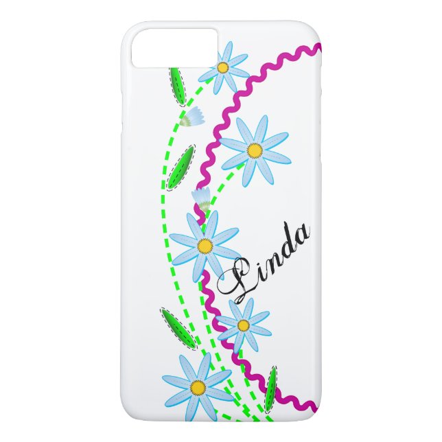 Case-Mate Barely There Plus iPhone 7 Blue Flowers Case-Mate iPhone Case (Back)