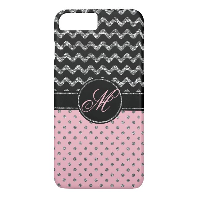 Case-Mate Case | Pink Glitter Chevron Monogram (Back)
