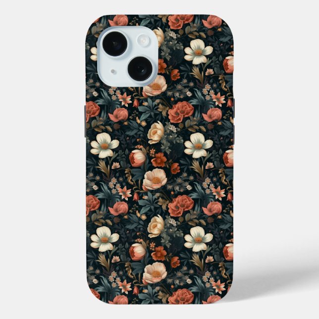 Case-Mate Tough Apple iPhone 15 Case, Floral Case (Back)