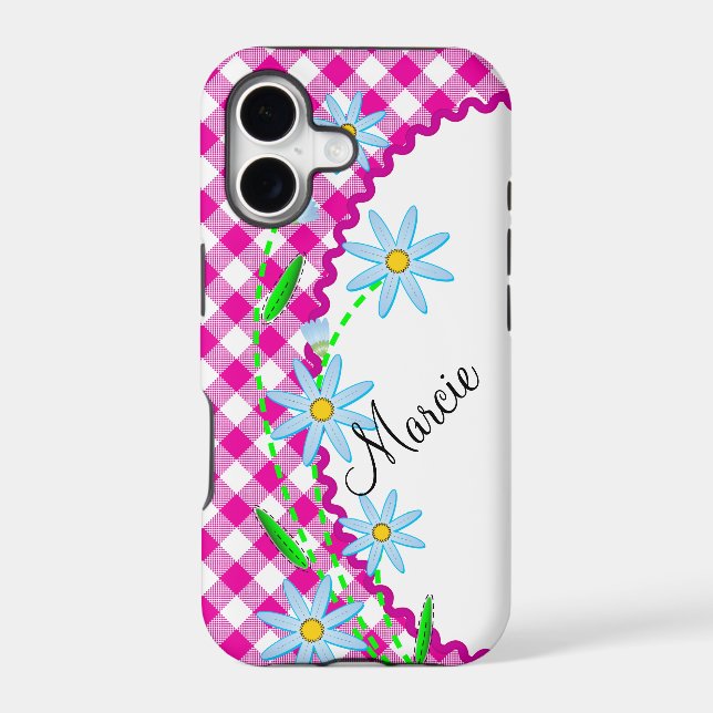 Case-Mate Tough Plus iPhone 7 Case Pink Gingham (Back)