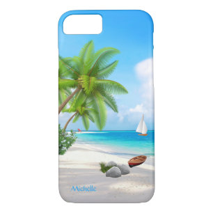 Case: Tropical Beach w/ Name iPhone 8/7 Case