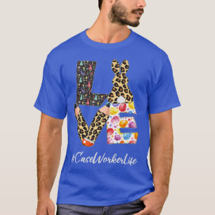 Case Worker Love Pencil Easter Day Bunny Leopard W T-Shirt