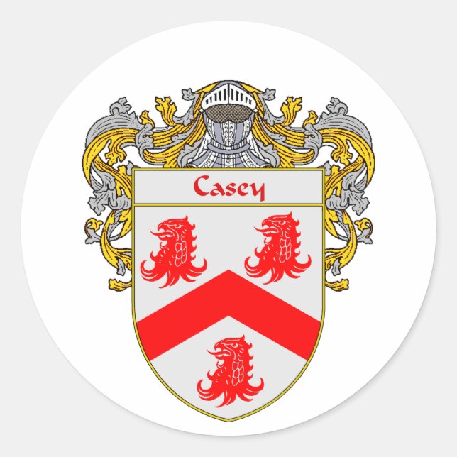Casey Coat of Arms (Mantled) Classic Round Sticker (Front)