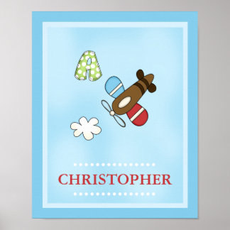 Casey's ABC Aeroplane Personalised Name Art Print