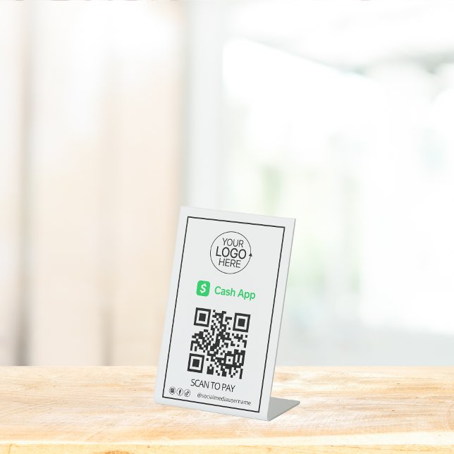 Cash App QR Code Payment Add Logo Social Media Pedestal Sign (Cash App QR Code Payment Add Logo Social Media Pedestal Sign)