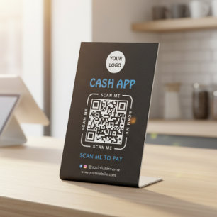 Cash app QR Code Payment Scan to Pay Business Logo Pedestal Sign