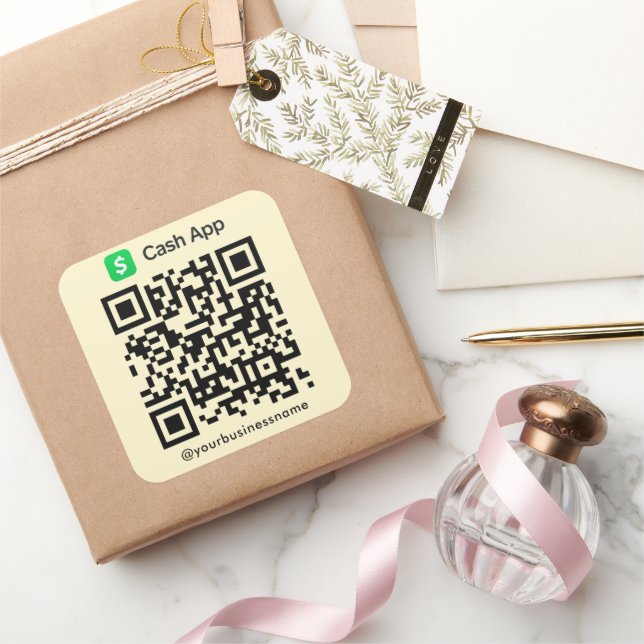 Cash App QR Code Payment Scan to Pay Soft Groovy Square Sticker (Gifting)