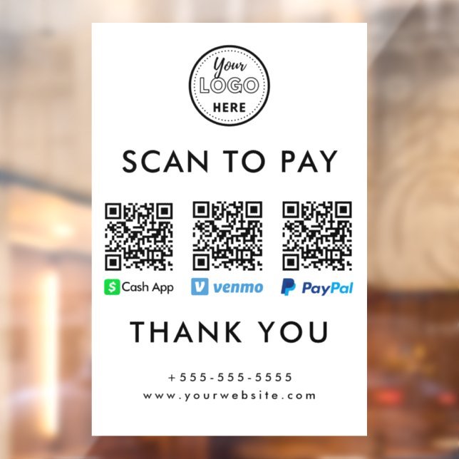 Cash App Venmo Paypal QR Code Scan to Pay Logo (Sheet 2)