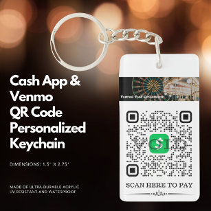 Cash App & Venmo QR Code Personalised Keychain