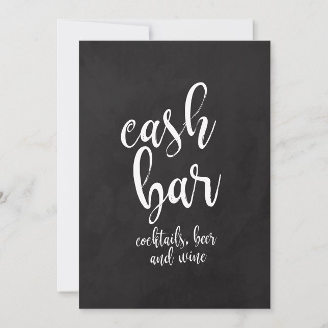 Cash Bar Affordable Chalkboard Wedding Sign (Front)
