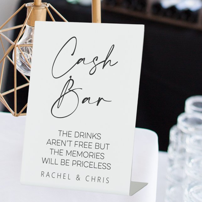 Cash Bar Wedding Pedestal Sign (Cash bar sign for wedding)