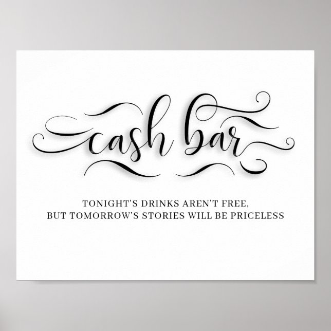 Cash Bar Wedding Reception Sign (Front)