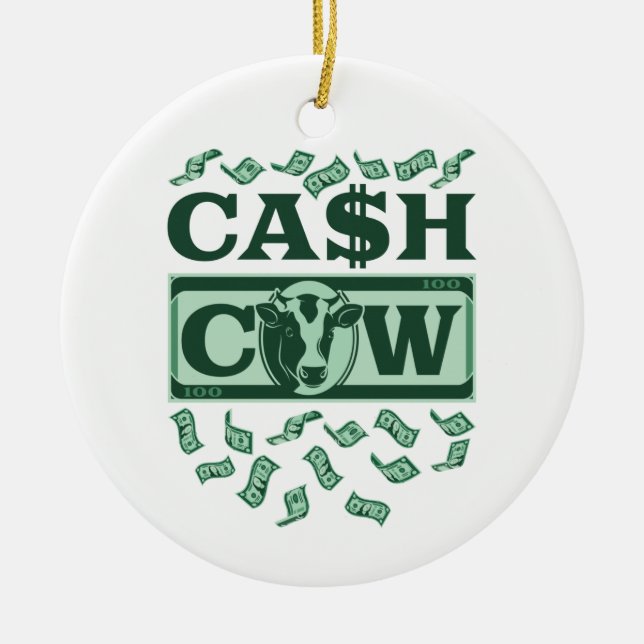 Cash Cow Ceramic Ornament (Front)