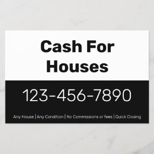 Cash For Houses Black White Phone Number Your Text Flyer