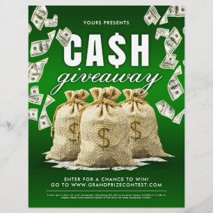 Cash Giveaway Contest Falling Money Flyer