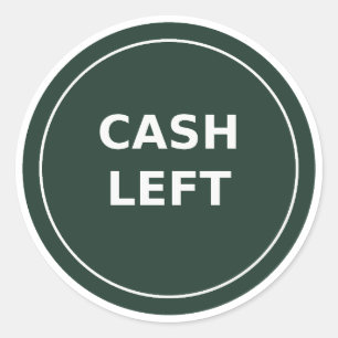 Cash Left Round Sticker