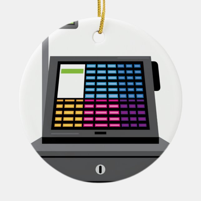 Cash Register Touch screen Ceramic Ornament (Front)