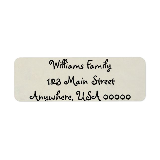 Cash Return Address Return Address Label (Front)