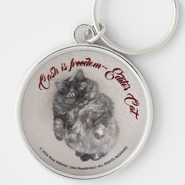 Cash says Editor Cat by RoseWrites Photo Keychain (Front)