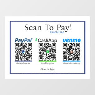 Cashapp Venmo & Paypal Sticker For Mobile Payments