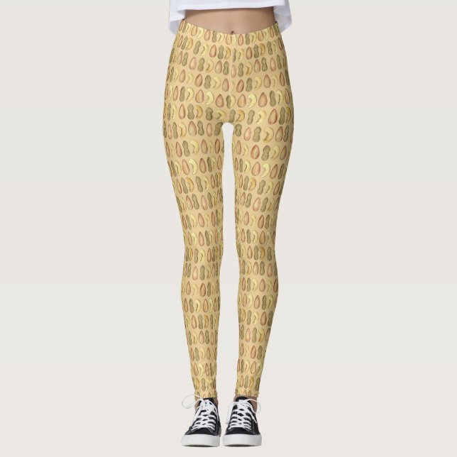 Cashew Almond Peanut Nuts Snack Food Leggings (Front)