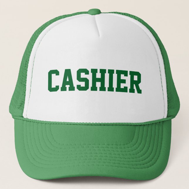 CASHIER Hat with Green Text (Front)